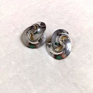 Vintage 80's Silvertone Knot Clip Earrings